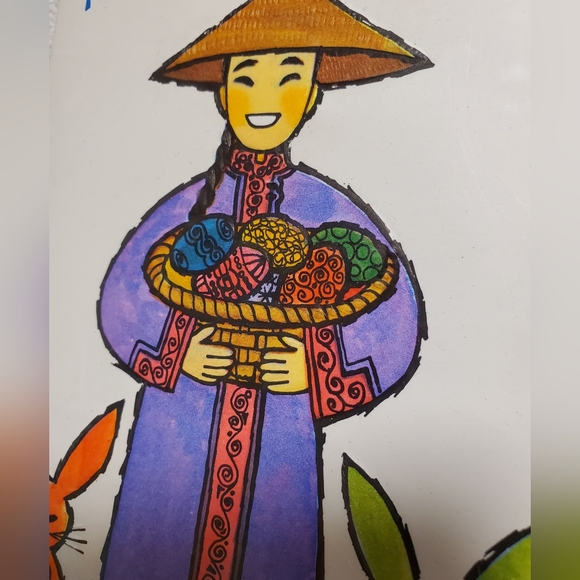 NOS Vintage Oriental Asian Embossed Easter Cards with Envelopes Lot of 2 USA - Picture 2 of 8